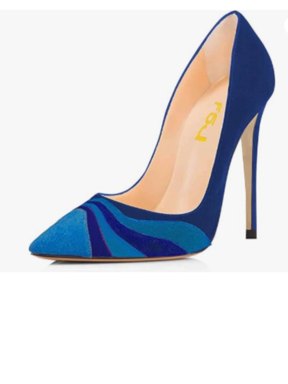 FSJ Blue Suede Pointed Toe Pumps High Heel Sexy Stilettos Slip On Office Shoes